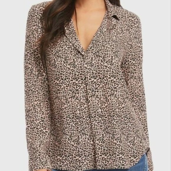Karen Kane Pink Animal Print‎ Crepe Popover Shirt Size S - Picture 1 of 7